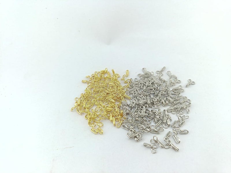 advancedestore (Pack of 100+100-flx Golden Colour and Silver Brass Pure Brass Blouse Hooks for Ladies Blouses, Dresses, chudidars, Childrens’ Dresses, Frocks, Gowns - Image 1