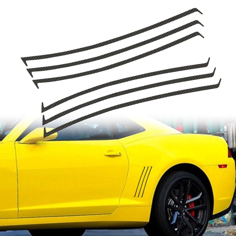 ملصقات فينيل شريط إدخال فتحة الجانب 6 قطع من TOMALL متوافقة مع شيفروليه كامارو 2010-2015 SS RS LS زينة فتحة الجانب رقيقة من ألياف الكربون