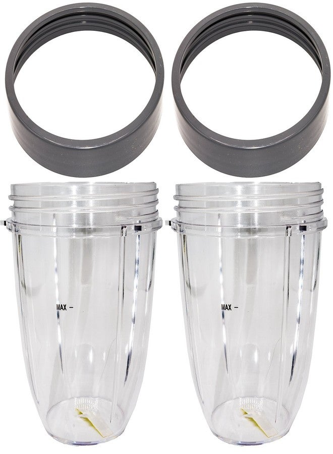 Blendin Replacement 18 Ounce Short Capacity Cup Jar with Lip Ring, Compatible with Nutribullet 600W, 900W, NB-101B, NB-101S, NB-201, NBR-0601, NBR-1201, NB9-1301, 900 Pro Series Blenders, 2 Pack Part - Image 1
