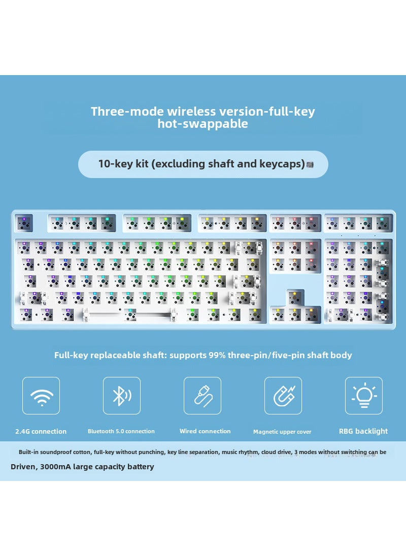 Generic - Customizable Mechanical Keyboard with RGB  Screen 108 key light blue kit-three models-RGB-axle seat (excluding shaft and keycap) - Image 1