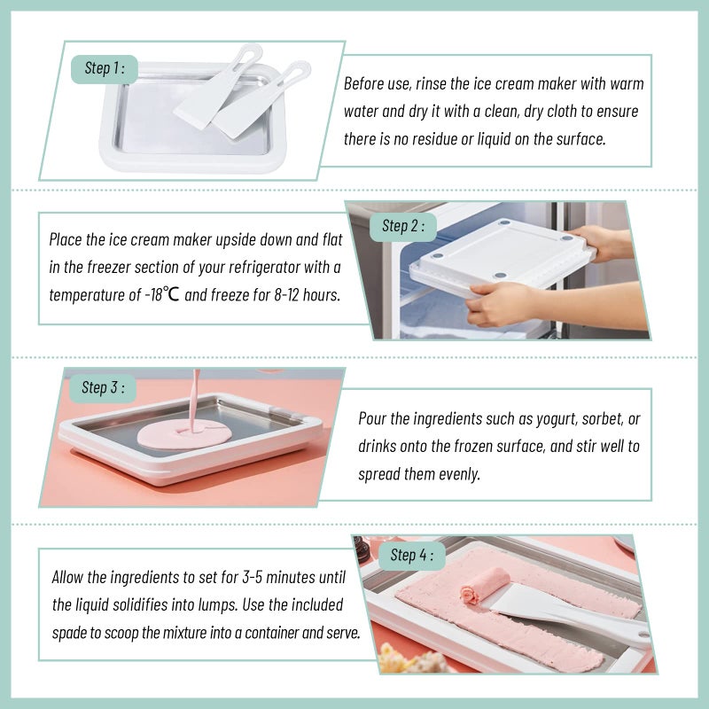 climafusion Rolled Ice Cream Maker, Instant Ice Cream Maker, Instant Gelato Pan/Roll, Homemade DIY for Fun Parent-Child Activities Families Mint Green - Image 5