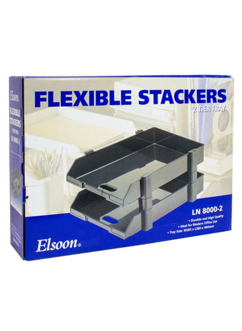 Elsoon 2-Tier Tray With Flexible Stackers Assorted Colours - Image 1