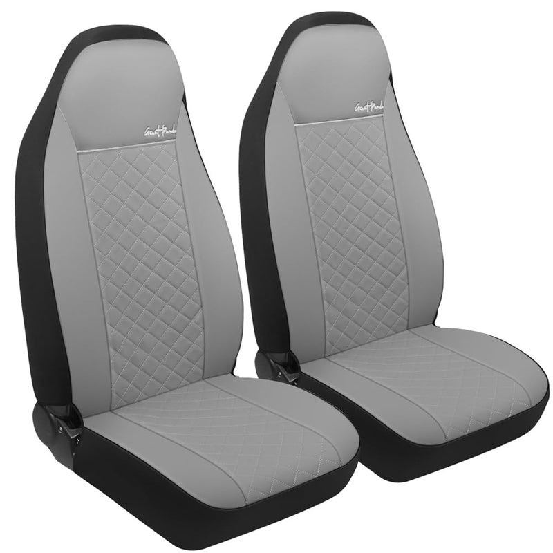GIANT PANDA Front Seat Covers for Bucket Seats Faux Leather Seat Covers Universal for Most Cars SUV and Mini Van Grey