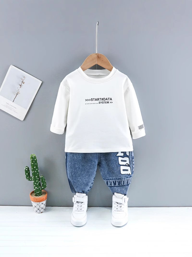 Children'S Wear Boys' Spring Wear Suit Boys' Baby Boys' Western Style Denim Vest Children'S Korean Casual Three-Piece Fashionable Set - Image 4