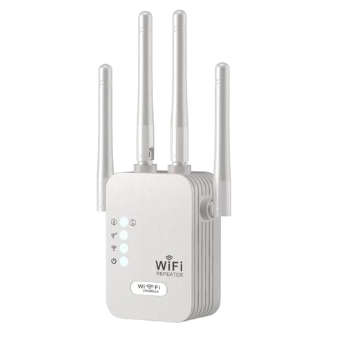 PunnkFunnk 300Mbps WiFi Signal Booster | 2.4GHz Wireless Repeater with 4 Antennas | Dual LAN Port Router & Access Point | Plug & Play for Home WiFi - Image 1