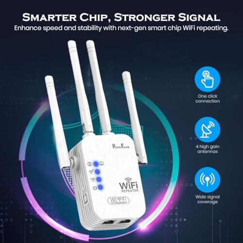 PunnkFunnk 300Mbps WiFi Signal Booster | 2.4GHz Wireless Repeater with 4 Antennas | Dual LAN Port Router & Access Point | Plug & Play for Home WiFi - Image 3