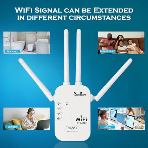 PunnkFunnk 300Mbps WiFi Signal Booster | 2.4GHz Wireless Repeater with 4 Antennas | Dual LAN Port Router & Access Point | Plug & Play for Home WiFi - Image 2