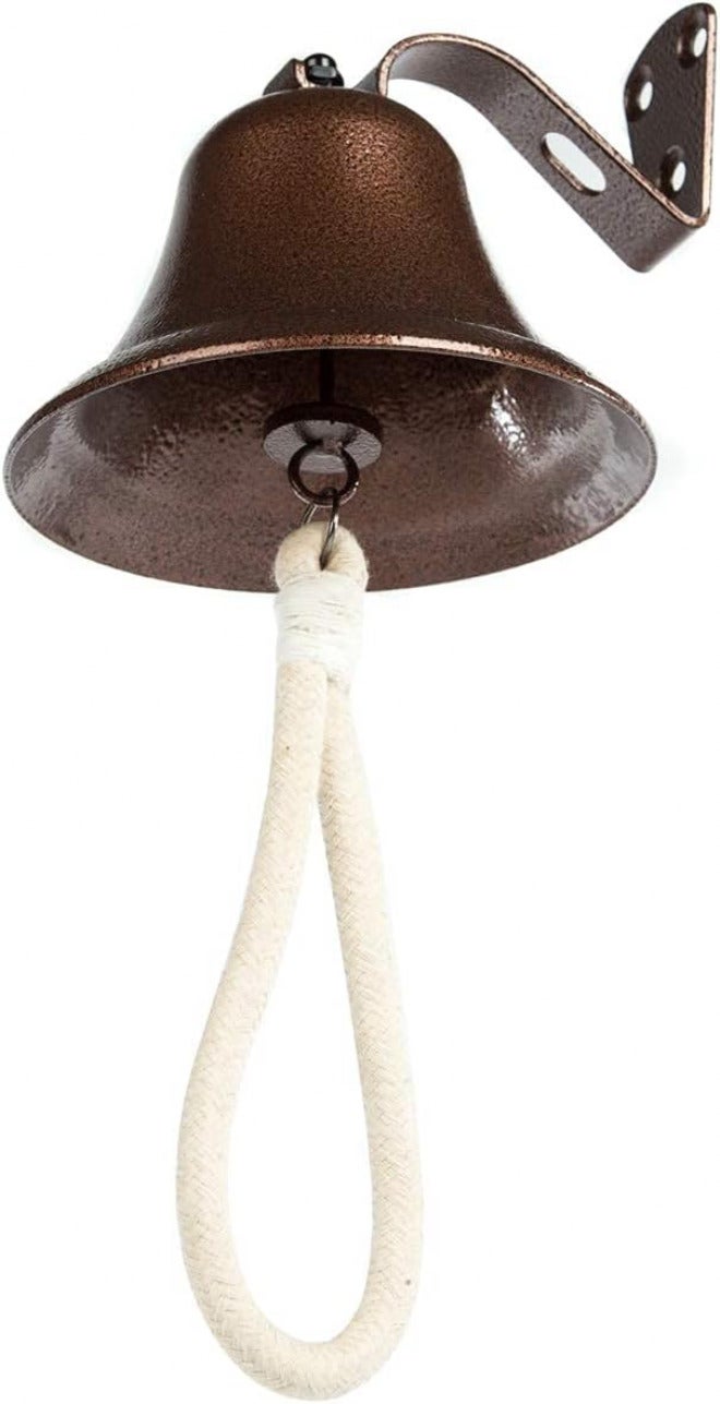 WMM Hanging Bell Dinner Bell Outdoor Bell Bracket Mount Wall Bell Indoor Rope Bell Ship/Boat/Nautical/Door/School/Reception/Home/Church Bell(Copper) - Image 2