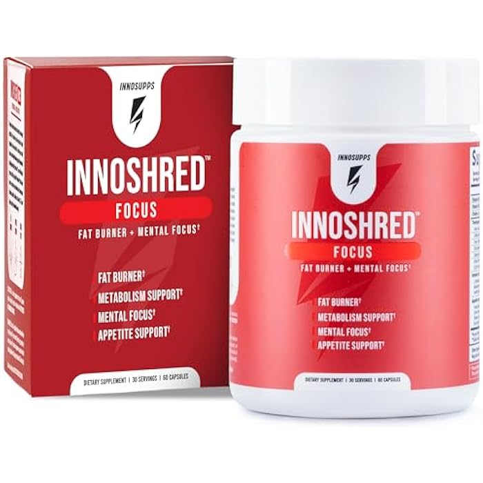 INNOSUPPS Inno Shred Focus Day Time Fat Burner, 100mg Capsimax, Grains of Paradise, Organic Caffeine, Green Tea Extract, Appetite Suppressant, Weight Loss Support, 60 Veggie Capsules (60 Capsules, with Focus) - Image 1