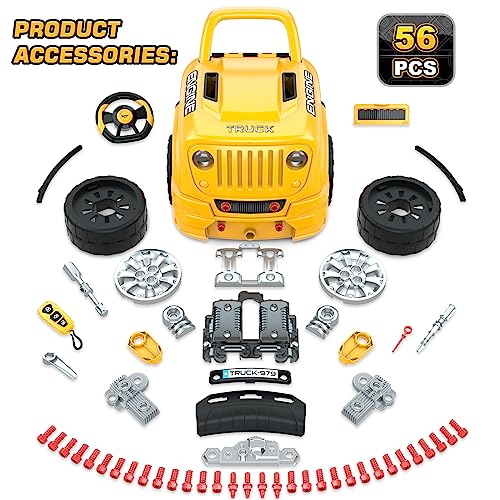 spring flower SpringFlower Toys Gifts for 3 4 5 6 7 8 Years Old Boys, Large Truck Engine, Mechanic Repair Set for Kids, Big Truck Builder Kit, Take Apart Motor Vehicle Play Car Service Station, for Kids - Image 2