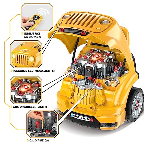 spring flower SpringFlower Toys Gifts for 3 4 5 6 7 8 Years Old Boys, Large Truck Engine, Mechanic Repair Set for Kids, Big Truck Builder Kit, Take Apart Motor Vehicle Play Car Service Station, for Kids - Image 3
