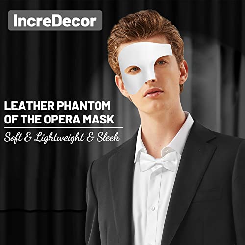 IncreDecor Masquerade Mask for Men Phantom of The Opera Half Face Mask with Bowtie, Halloween Masquerade Mardi Gras Party (White Knight) - Image 4