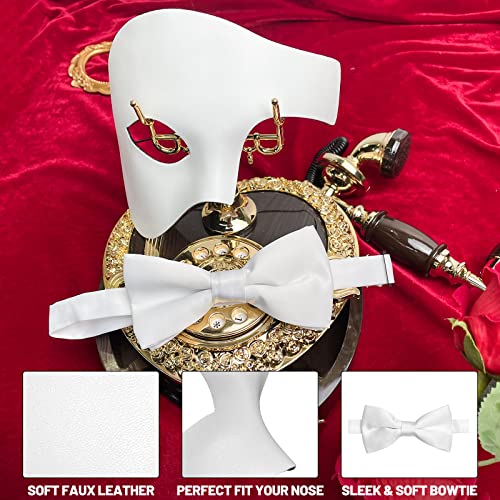 IncreDecor Masquerade Mask for Men Phantom of The Opera Half Face Mask with Bowtie, Halloween Masquerade Mardi Gras Party (White Knight) - Image 3