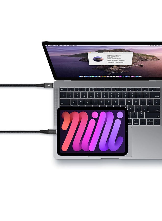 بايكرون شحن ومزامنة متميزة من USB-C إلى USB-C مع هيكل خارجي مجدول من Dupont Kevlar فائق المتانة بطول 3M باللون الأسود - Image 4