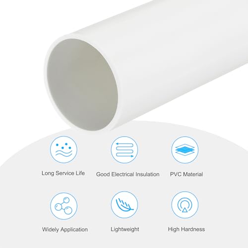 MECCANIXITY 2 Inch PVC Rigid Tube Round Pipe Tubing Hardware Tubing 45.2mm ID 50mm OD 330mm/13" White for Drainage Water Pipe - Image 3