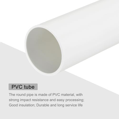 MECCANIXITY 2 Inch PVC Rigid Tube Round Pipe Tubing Hardware Tubing 45.2mm ID 50mm OD 330mm/13" White for Drainage Water Pipe - Image 4