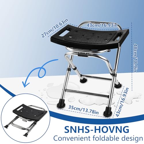 GOMTEFH 175 Folding Shower Chair Seat Small Shower Chair for Inside Shower Portable Travel Shower Stool Black - Image 3