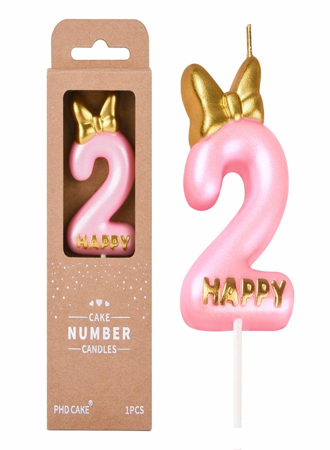 PHD CAKE 2.76 Inch Pink Bowtie 2 Number Birthday Candles, Pink Number Candles, Cake Number Candles, Party Celebration - Image 1