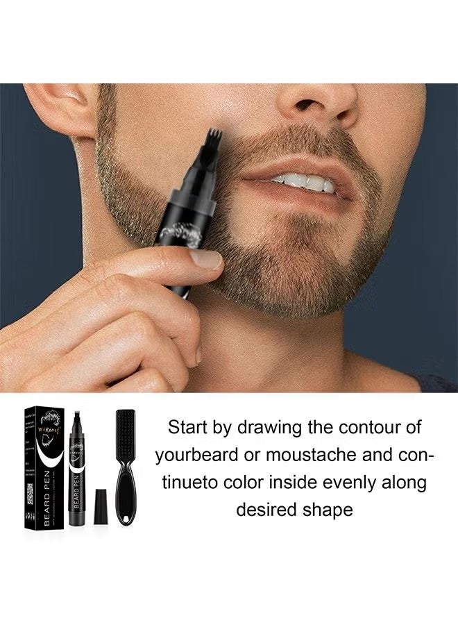WiRinef Beard Pen-, Long Lasting Beard Filling Pen Kit with Brush and Beard Styling Comb Tool Creates Natural Looking Beard, Moustache and Eyebrows - Image 2
