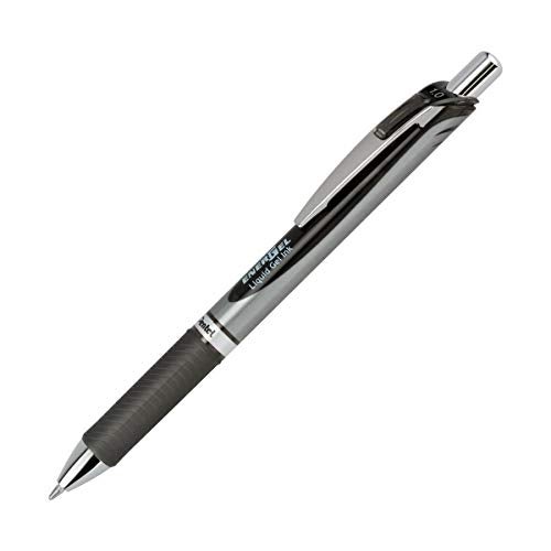 Pentel أقلام جيل سائلة قابلة للسحب EnerGel™ RTX، نقطة عريضة، 1.0 مم، أسود/فضي، حبر أسود، عبوة من 12 - Image 4