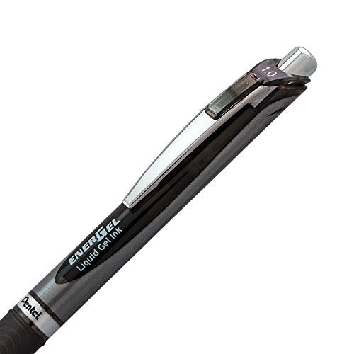 Pentel أقلام جيل سائلة قابلة للسحب EnerGel™ RTX، نقطة عريضة، 1.0 مم، أسود/فضي، حبر أسود، عبوة من 12 - Image 3