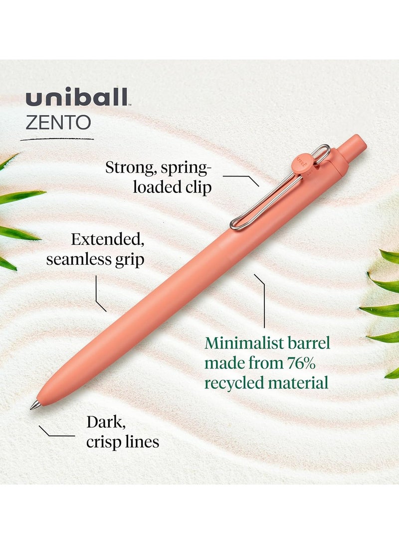 Uniball 12-Piece Zento Retractable Rollerball Pen 0.7mm Tip Blue Ink Adobe Barrel - Image 2