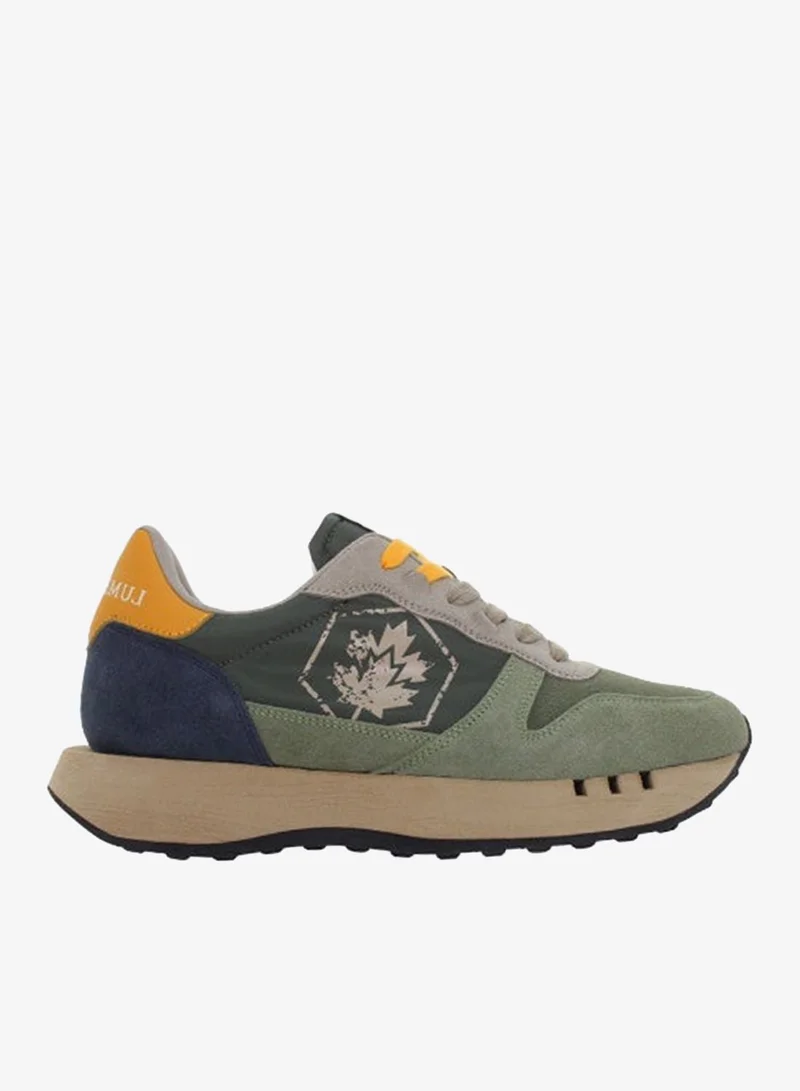 Lumberjack Men’s Multi-Tone Suede & Mesh Runner Sneaker – Olive / Navy / Mustard