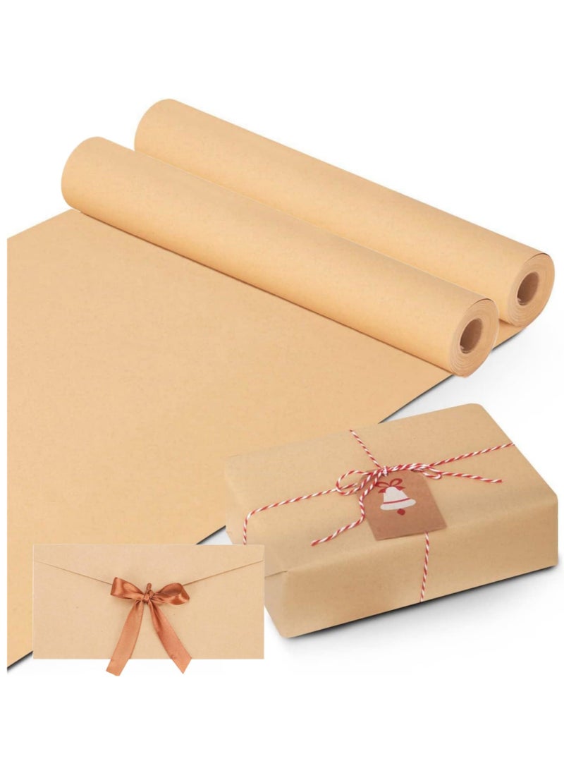 SKY-TOUCH 2 Roll of Kraft Paper (44 cm x 30 cm) 80gsm, Wrapping Paper Roll, Craft Paper Gift Wrapping Bulletin Board Arts & Crafts, Bouquet Flower Table Covering Poster Packing Paper  - Image 1
