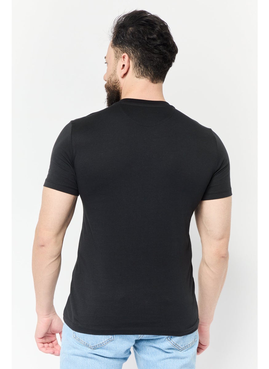 LAMBORGHINI Men Crew Neck Short Sleeves Graphic Printed T-Shirt, Black  - Image 4