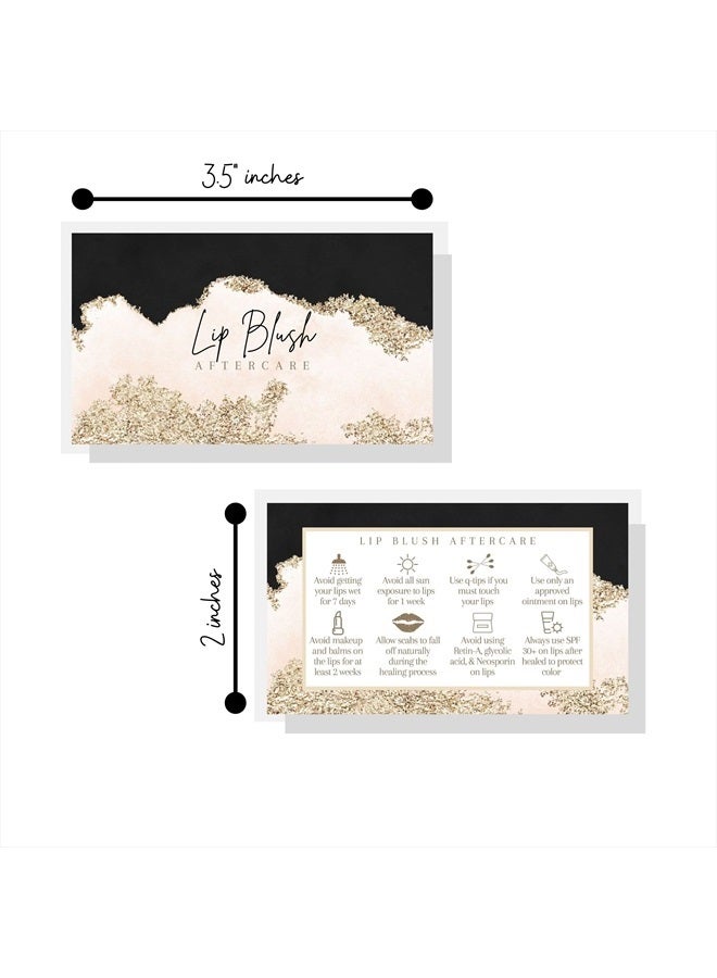 Lashicorn Lip Blush Aftercare Instruction Cards | 50 Pack | 2x3.5” inch Business Card Size | Lip Blush Supplies | Black, Pink, and Gold Design - Image 2