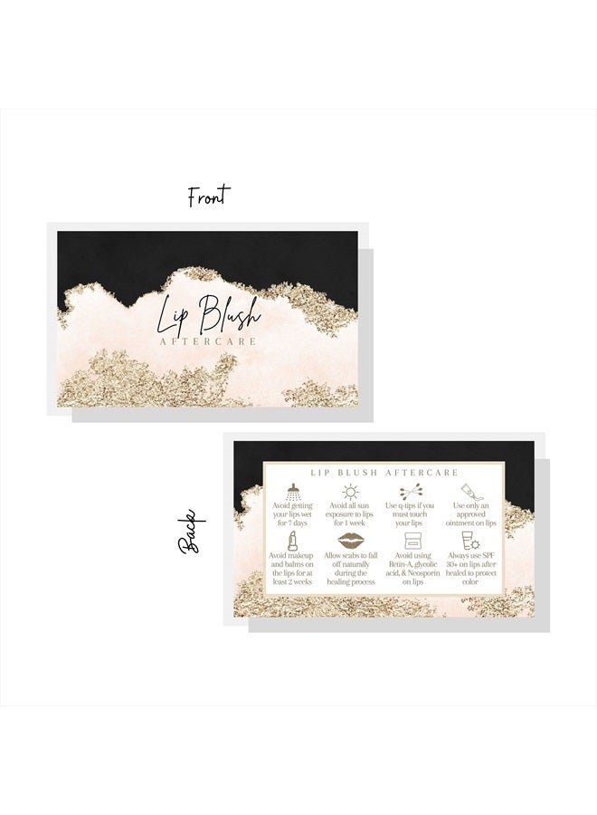 Lashicorn Lip Blush Aftercare Instruction Cards | 50 Pack | 2x3.5” inch Business Card Size | Lip Blush Supplies | Black, Pink, and Gold Design - Image 3