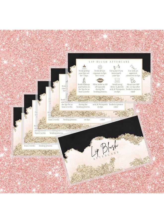 Lashicorn Lip Blush Aftercare Instruction Cards | 50 Pack | 2x3.5” inch Business Card Size | Lip Blush Supplies | Black, Pink, and Gold Design - Image 4