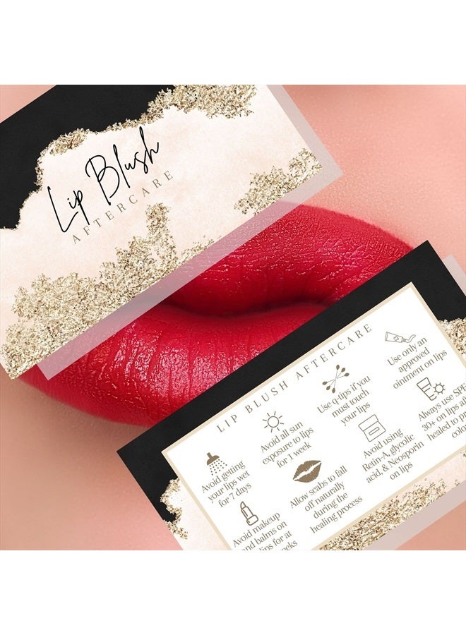 Lashicorn Lip Blush Aftercare Instruction Cards | 50 Pack | 2x3.5” inch Business Card Size | Lip Blush Supplies | Black, Pink, and Gold Design - Image 5