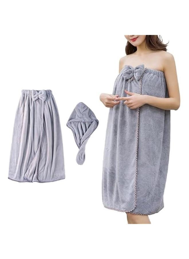 TRASSLE Women Microfiber Bath Towel Wrap - Adjustable Soft Body Wraps Dress with Hair Towel for Shower After Body and Head Cover, Super Absorbent to Quick Drying Hair and Body  - Image 1