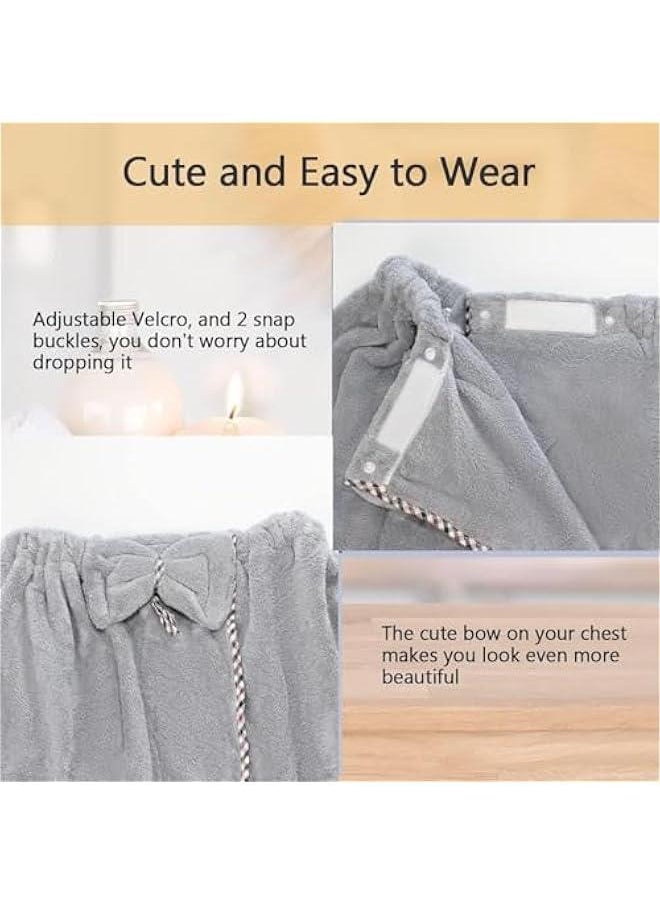 TRASSLE Women Microfiber Bath Towel Wrap - Adjustable Soft Body Wraps Dress with Hair Towel for Shower After Body and Head Cover, Super Absorbent to Quick Drying Hair and Body  - Image 3