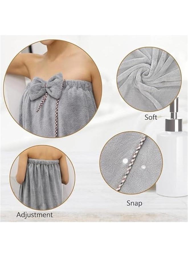 TRASSLE Women Microfiber Bath Towel Wrap - Adjustable Soft Body Wraps Dress with Hair Towel for Shower After Body and Head Cover, Super Absorbent to Quick Drying Hair and Body  - Image 5