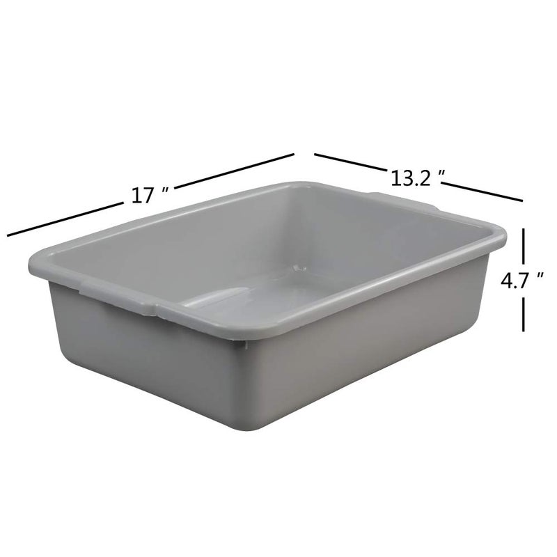 Ggbin Plastic Dish Tubs, Commercial Bus Box/Wash Basin Tote Box, 3-Pack(Grey, 13L) - Image 2