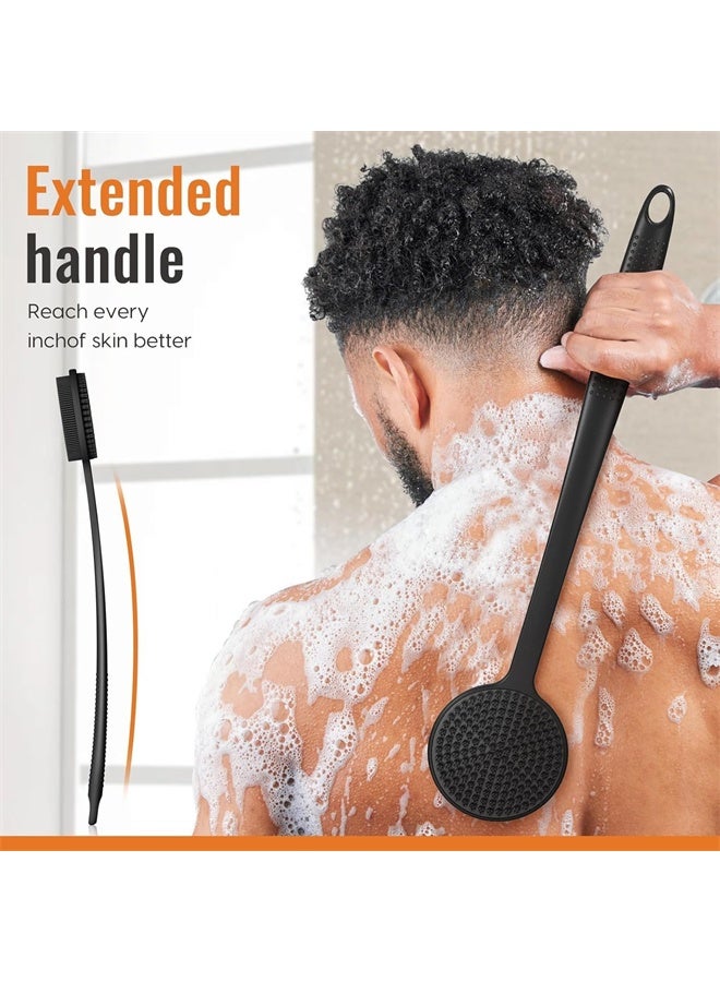 HOMESTAR Back Scrubber for Shower Soft Silicone Bath Body Brush with Long Handle, BPA-Free, Hypoallergenic - Image 4