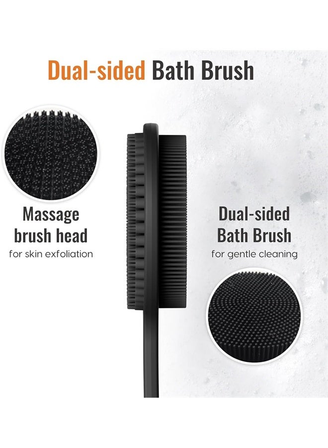 HOMESTAR Back Scrubber for Shower Soft Silicone Bath Body Brush with Long Handle, BPA-Free, Hypoallergenic - Image 2