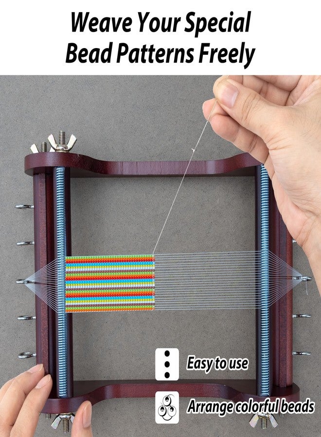 COSYOO Wooden Bead Loom Kit, Jewelry Making Bead Tools with Threads Tweezers, 3 Bags of Beads, Jewelry Making Tool - Image 2