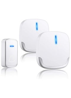 LUMIVE Lumive Wireless Door Bell Ring Doorbell & Chimes Waterproof Doorbell for Home, Office, Apartment, Hotel, Warehouse, Anti-Theft, 2 Receivers & 1 Transmitter (UK Plug) (White Modern)  - Image 1