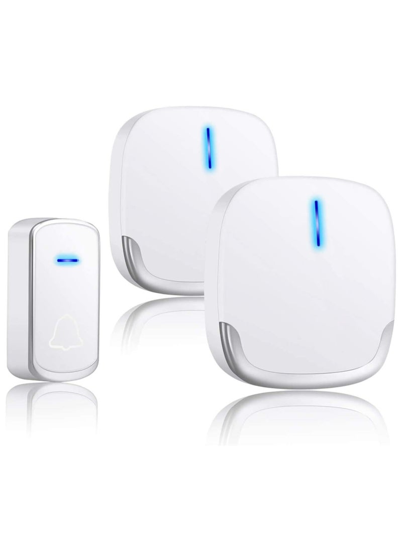 LUMIVE Lumive Wireless Door Bell Ring Doorbell & Chimes Waterproof Doorbell for Home, Office, Apartment, Hotel, Warehouse, Anti-Theft, 2 Receivers & 1 Transmitter (UK Plug) (White Modern)  - Image 1
