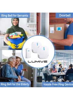 LUMIVE Lumive Wireless Door Bell Ring Doorbell & Chimes Waterproof Doorbell for Home, Office, Apartment, Hotel, Warehouse, Anti-Theft, 2 Receivers & 1 Transmitter (UK Plug) (White Modern)  - Image 4