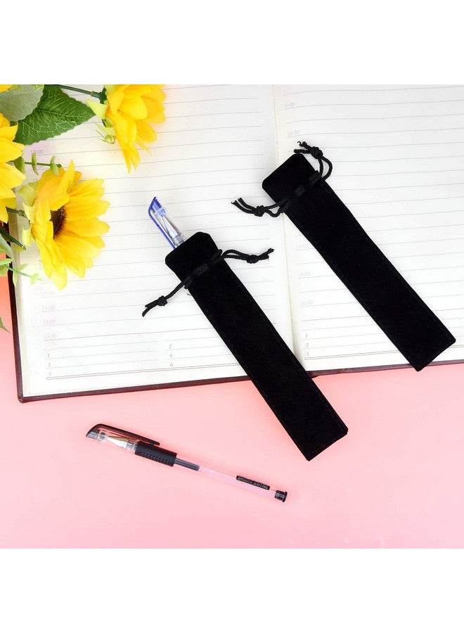 SUMERSHA SUMERSHA 100pcs Velvet Pen Pouch Drawstring Pen Bag Single Pen Sleeve Holder for Office Business Gift - Image 4