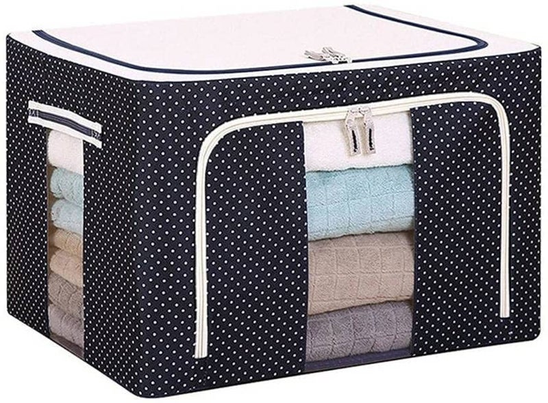 Zorzel 66L Clothing Storage Bins Foldable Closet Organizers Storage with Zipper Iron Frame Clothes Quilt Storage Bin Under Bed Dorm Room Stackable Durable Handle Multicolor - Image 1