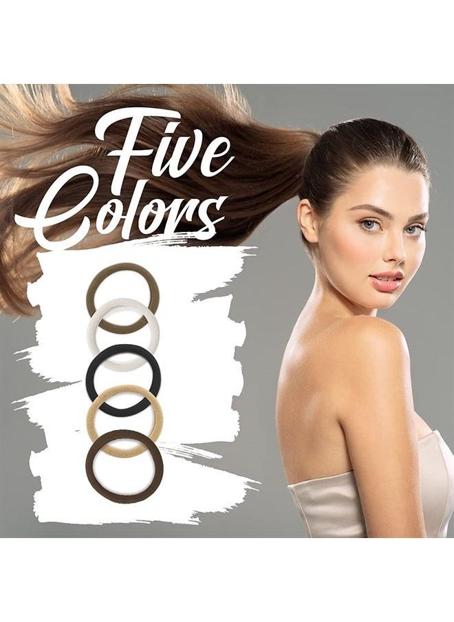 Dreamlover Hair Ties for Women, Girls Hair Ties for Thick Hair, Ponytail Holders, Seamless Hair Ties No Damage, Neutral Color, 50 Pieces  - Image 5
