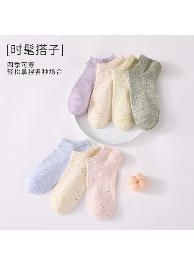 Yiershuang Women's Socks, Summer Pure Cotton Short Socks, Non-slip Breathable Odor-resistant Dopamine Boat Socks