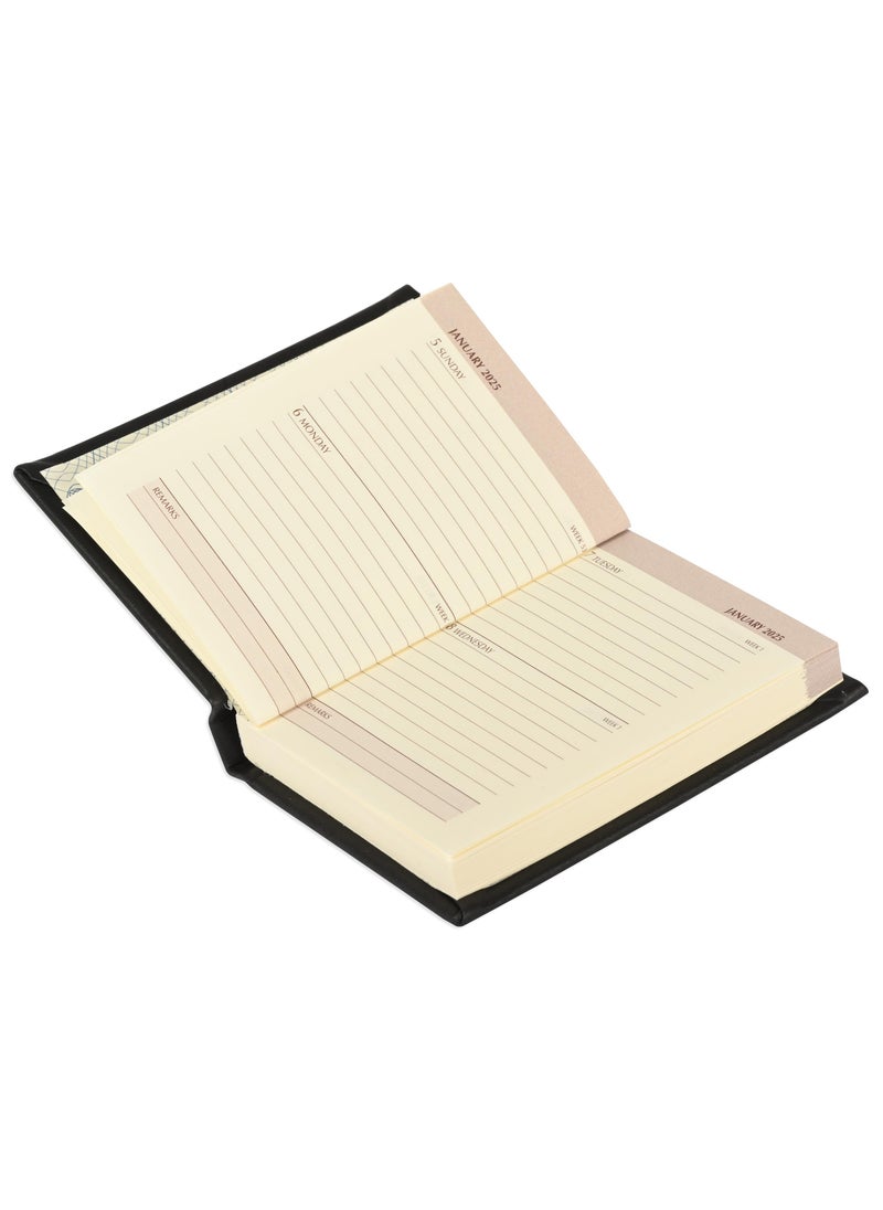FIS Fis 2025 Pocket Diary Italian Pu English Sewn Cover Black -FSDI11EN25BK  - Image 2