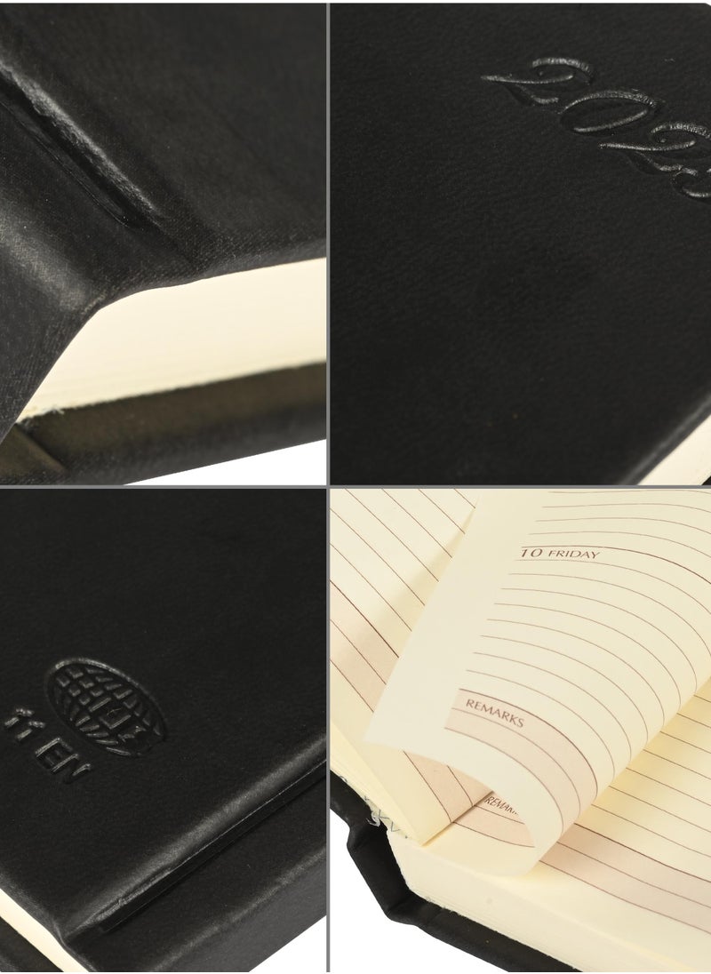 FIS Fis 2025 Pocket Diary Italian Pu English Sewn Cover Black -FSDI11EN25BK  - Image 3