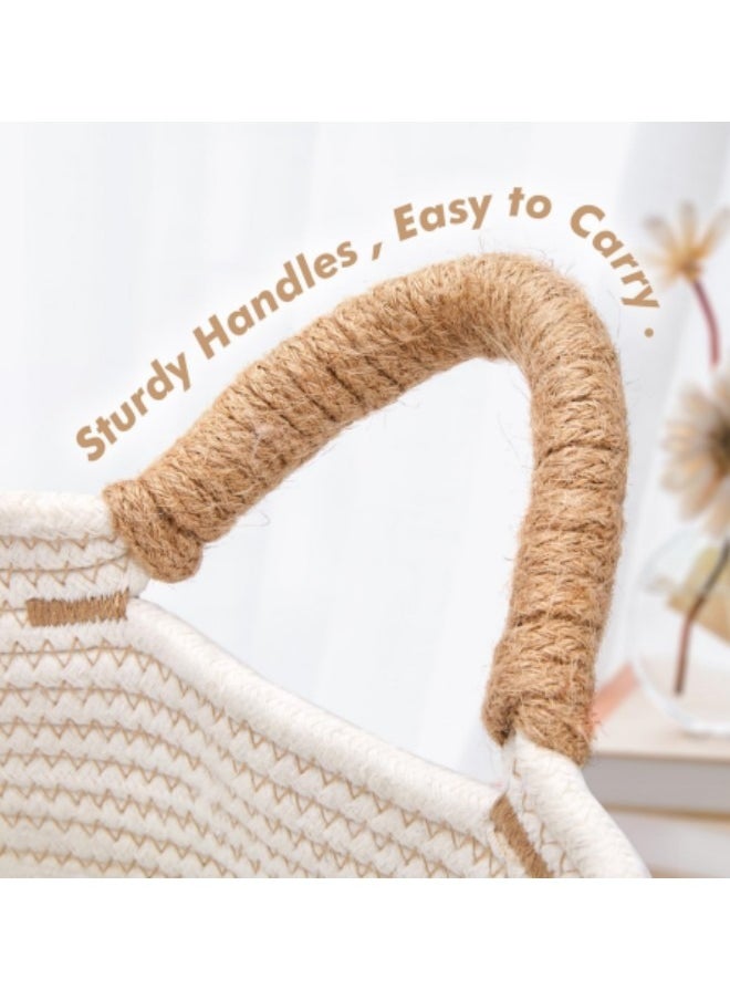 GGEROU - Rope Woven Laundry Basket, 42L Woven Rope Storage Basket with Handles for Clothes Blanket Storage, Large Tall Laundry Hamper, Light Brown - Image 1